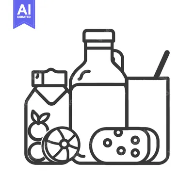 Aset premium populer: An illustration of some food and beverages displayed together