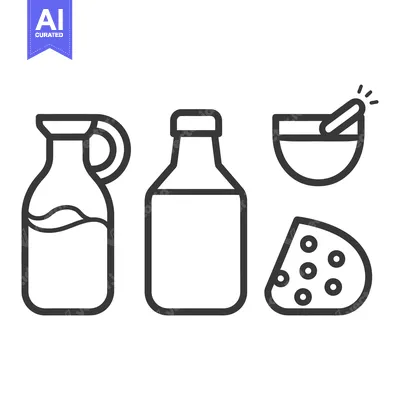 Aset premium populer: Simple graphic illustration depicting dairy food products and culinary