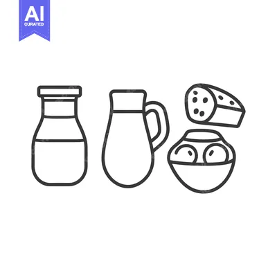 Aset desain premium: Simple illustration presents dairy foods and additional food items