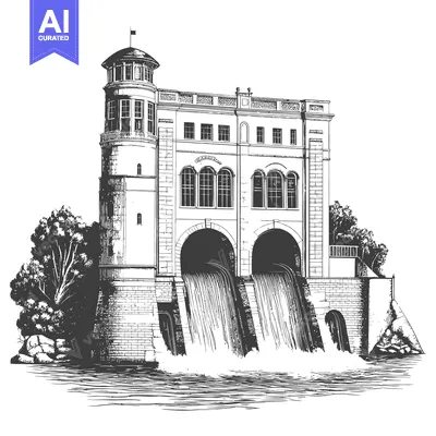 Popular premium asset: Elegant Dam Structure With Water Cascading Down