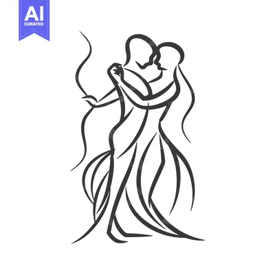 Aset desain premium: Two people embracing and dancing in a graceful position