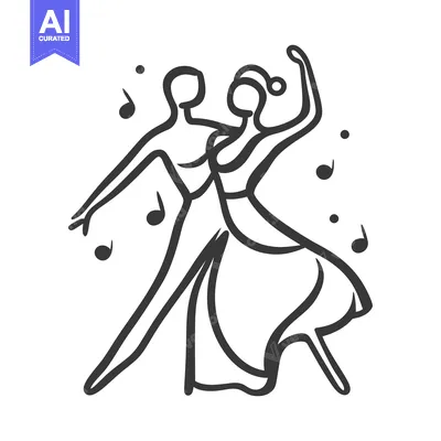 Aset premium populer: A Pair Of Dancers Moving Gracefully With Musical Notes Present