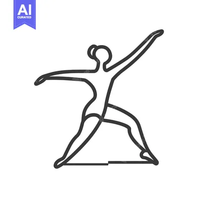 Aset desain premium: A line drawing of a woman performing a yoga pose