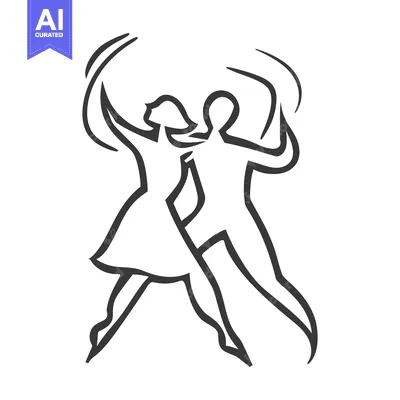 Aset premium populer: Two silhouetted figures elegantly performing a graceful dance together