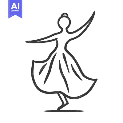 Aset desain premium: An elegant silhouette of a woman dancing gracefully on one foot