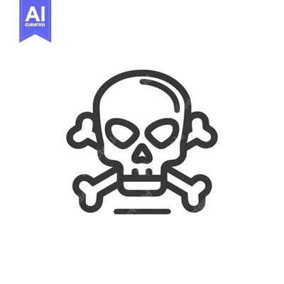 Aset desain premium: Minimalist Skull and Crossbones Icon: Bold Outline on White Background