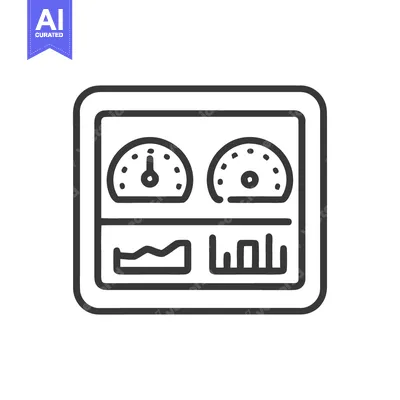 Aset premium populer: Minimalist Dashboard Icon: Gauges and Graph in Black Outline
