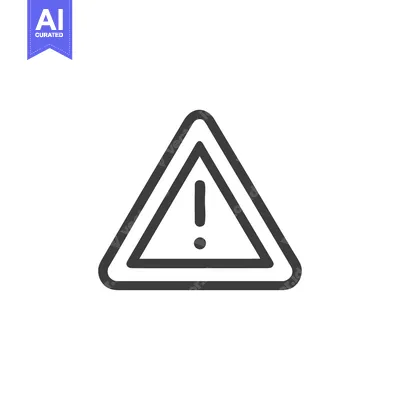 Premium design asset: Minimalist Warning Sign: Black Outline Triangle with Exclamation Point