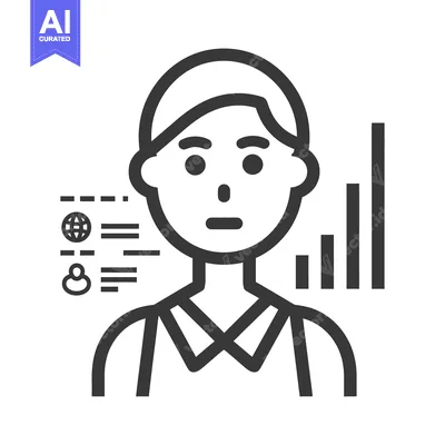 Aset premium populer: Simplified graphical illustration depicting a person with data informa