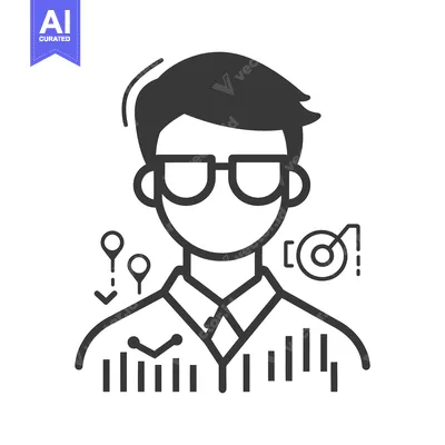 Aset desain premium: An analytical person wearing glasses and studying business data diagra