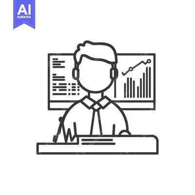 Premium design asset: A person working on a computer with data visualizations displayed