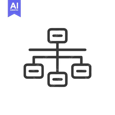 Aset premium populer: Simple Hierarchy Icon: Connected Nodes and Flowchart Structure in Mini