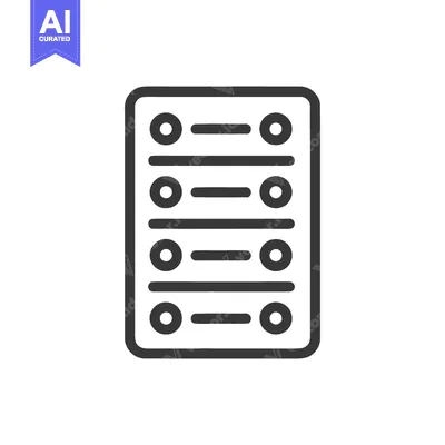 Aset premium populer: Minimalist Server Rack Icon: Data Storage and Network Infrastructure S