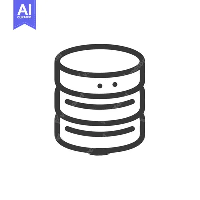 Premium design asset: Minimalist Database Icon: Three-Tiered Storage with Bold Outline on Wh