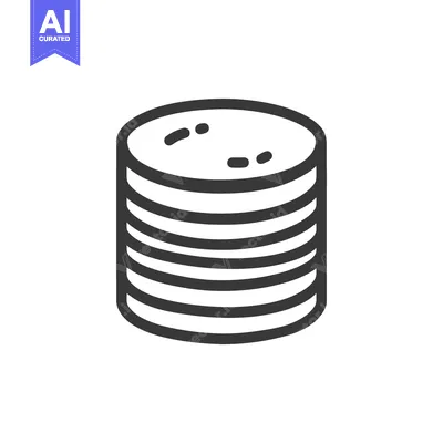 Premium design asset: Stacked Coins Icon: Simple Black Outline on White Background