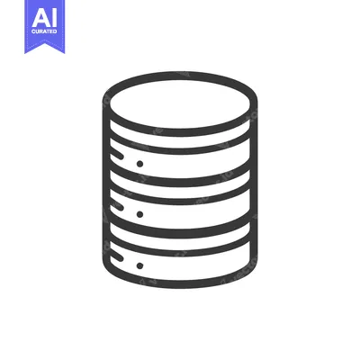 Premium design asset: Database Icon: Stacked Cylinders with Connection Points, Minimalist De