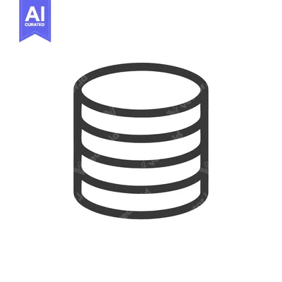 Aset desain premium: Minimalist Database Icon: Stacked Cylinders on White Background, Clean