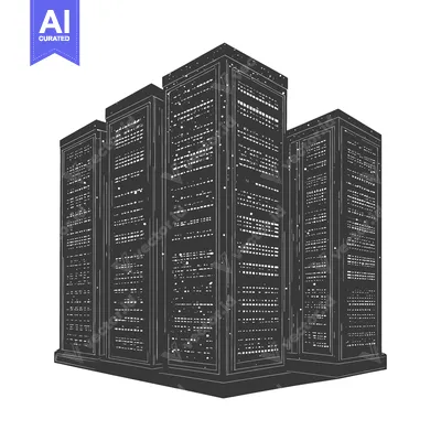 Aset desain premium: Stylized illustration of a citys nighttime skyscraper complex