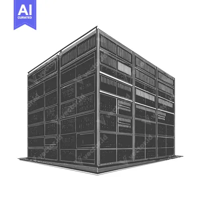 Aset premium populer: A large server rack illustration showing multiple units