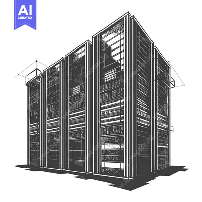 Three tall server racks stand in a data center
