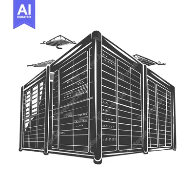 Aset desain premium: Modern Data Center Building With Solar Panels