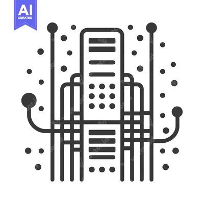 Aset desain premium: Data Center Server with Network Connections and Dots