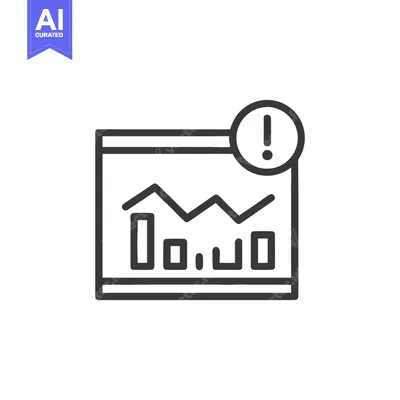 Warning Sign on a Data Chart: Line Icon, Business Alert