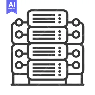 Aset premium populer: Stacked servers with lines and dots in black and white
