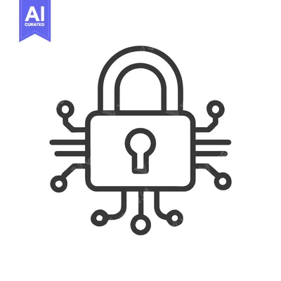 Cyber Security Lock Icon with Circuit Board Design on White Background