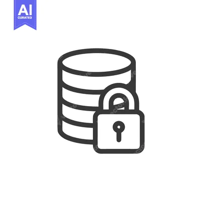 Aset desain premium: Secure Database Icon: Stacked Disks with Padlock, Data Protection Symb
