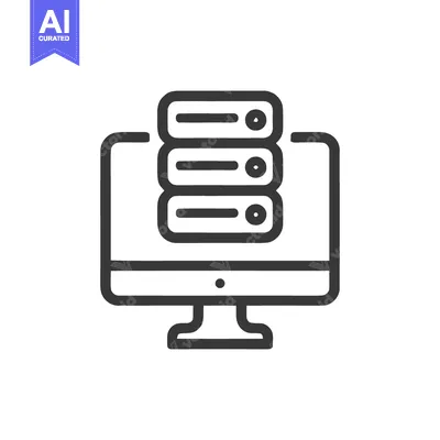 Aset premium populer: Server Stack on Monitor: Clean Line Art for Data Management