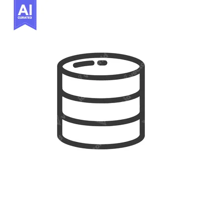 Aset desain premium: Database Icon: Simple Black Outline on White Background, Data Storage