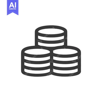 Aset desain premium: Stacked Coins Icon: Simple Line Art for Finance and Savings Concepts