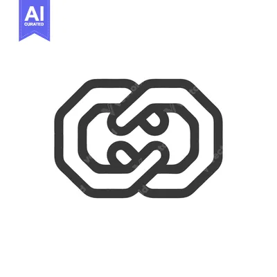 Aset premium populer: Interlocked Octagon Chain Link Icon, Minimalist Design, Dark Gray on W