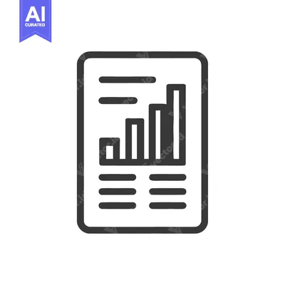 Aset desain premium: Simple Bar Graph Icon on Document, Business Report Symbol