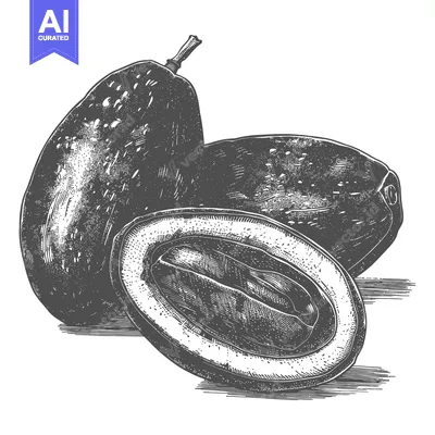 Popular premium asset: A Detailed Illustration of Two Plums One Sliced Open