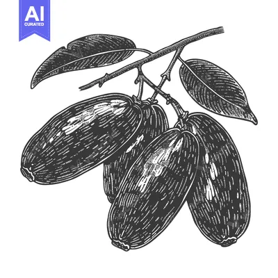Premium design asset: A Cluster Of Oval Fruits On A Branch With Leaves