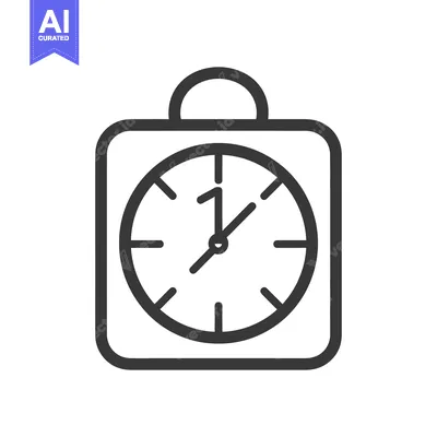 Aset desain premium: A simple illustration shows a square analog clock on white