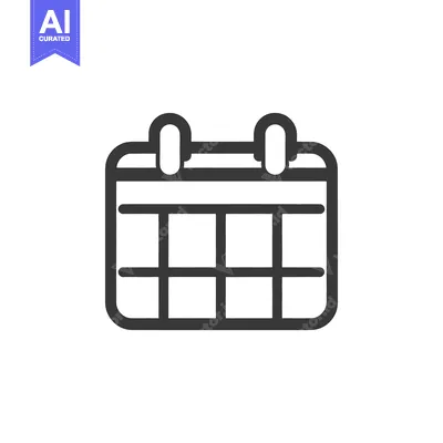 Aset premium populer: A simple illustrated calendar with a clean minimalist design in black