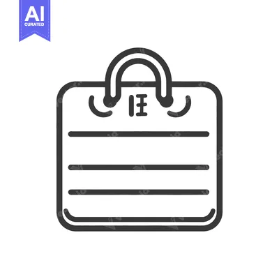Popular premium asset: A simplistic outlined shopping bag with a curved handle shown