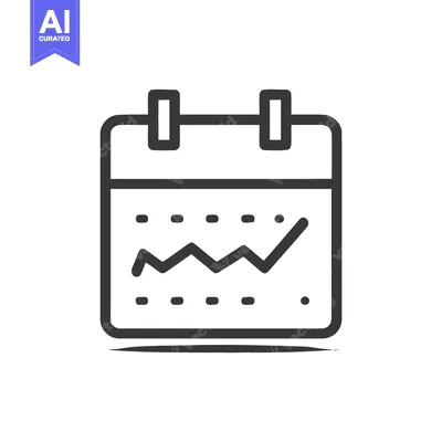 Premium design asset: Calendar Icon with Financial Growth Chart, Minimalist Line Art Design