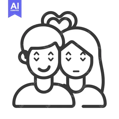 Aset desain premium: Two people smiling with a heart above their heads