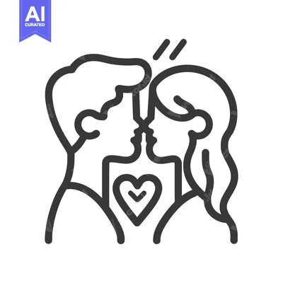 Popular premium asset: A couple embracing and sharing a kiss with a heart present