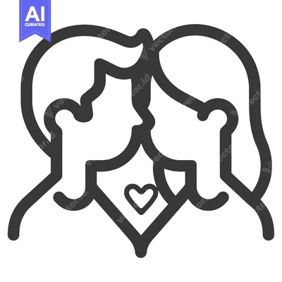 Premium design asset: A simplistic line art image depicting loving couple embrace