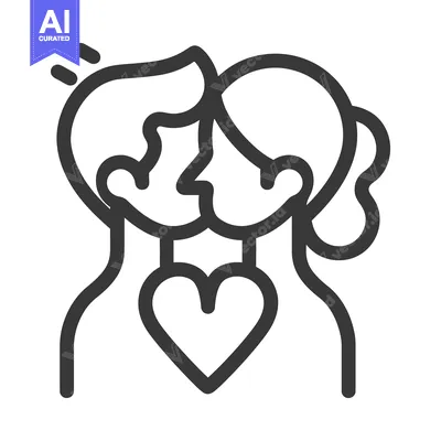 Premium design asset: A pair of silhouettes show affection and romantic love in togetherness