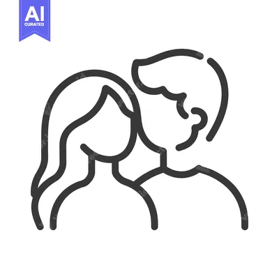 Popular premium asset: A simple outline depicting a man and a woman close together