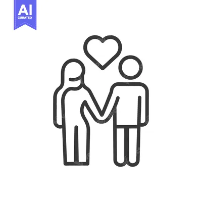 Aset desain premium: A simple black and white image showing loving partnership
