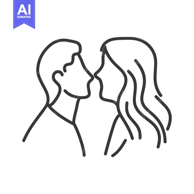 Premium design asset: Two people are about to share a tender moment together