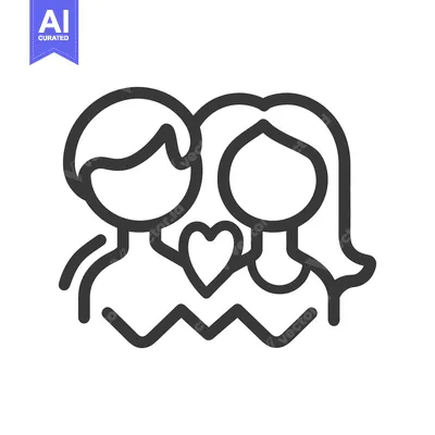 Aset premium populer: A simple icon depicting a loving couple with a heart symbol