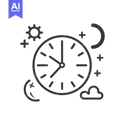 Aset desain premium: An illustrative icon depicting the cyclical nature of time and day